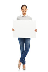 Mockup, billboard and poster with portrait of woman on transparent background for show, promotion...