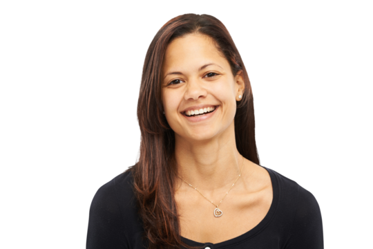 Smile, confident and woman Designer happy for style creativity isolated in a transparent or png background. Face, happiness and portrait of creative worker, entrepreneur with confidence and proud