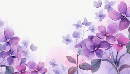 Obraz na płótnie Canvas watercolor purple botanical background