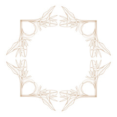 Heliconia leaves floral frame monogram vector design template with copy space for text or lettering