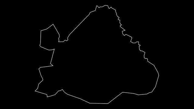 Matam region map of Senegal outline animation