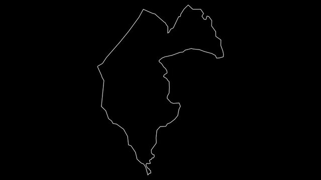 Thies region map of Senegal outline animation