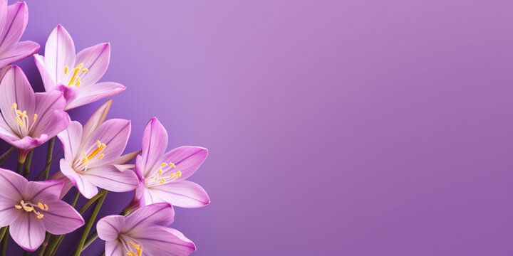 Beauty Zephyranthes flower, garden decoration, copy space blurred background, Generative AI