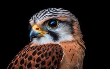Red tailed hawk in the black background. Generative AI.