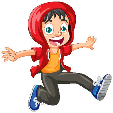 recommend clip art: Urban boy wearing hoodie jumping cartoon character