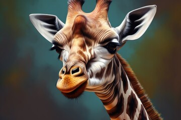 Close up of giraffe head. Generative AI.