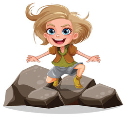 Girl standing on the rock