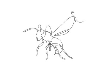Continuous one line drawing insects concept. Single line draw design vector graphic illustration.