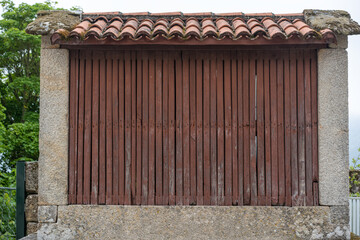 small hórreo (granary) typical of northern Spain where grain and other agricultural products are stored to keep them away from humidity and animals 