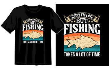 Fishing vintage t-shirt design vector, vintage fishing t-shirt set graphic illustration