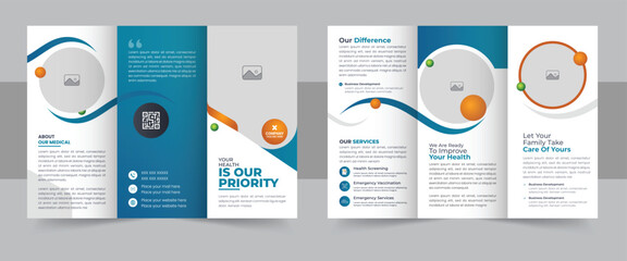 Medical Clinic Trifold Brochure Layout, Medical & healthcare trifold brochure template