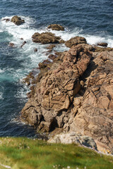 rock formation on the shore of the Cantabrian Sea in La Coruña, Galicia