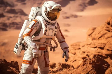 Tuinposter Astronau exploring the surface of planet Mars © alesta
