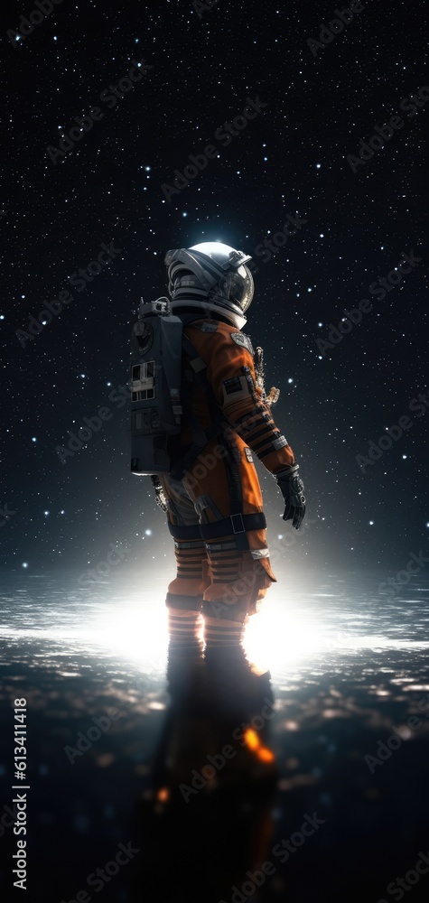 Poster astronaut exploring space and universe