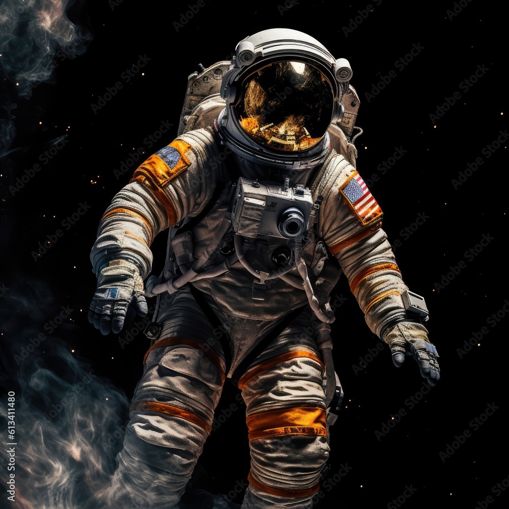 Poster astronaut exploring space and universe