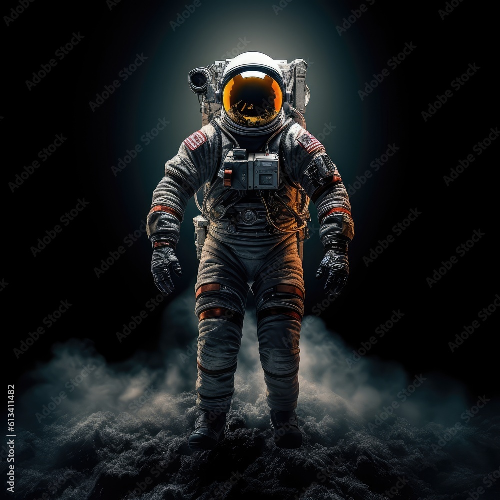 Sticker astronaut exploring space and universe