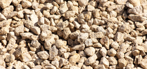 Pile of gravel in construction site, closeup of photo