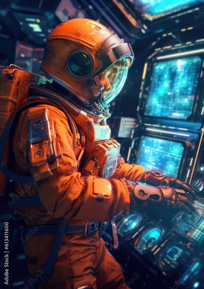 Wall mural astronaut exploring space and universe