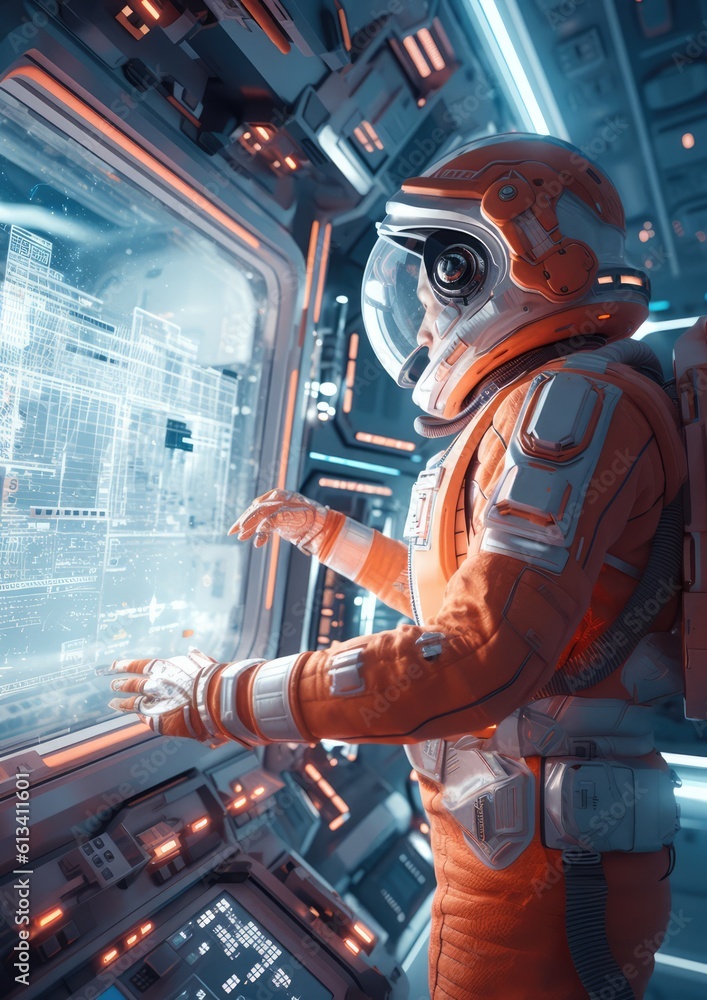 Sticker astronaut exploring space and universe