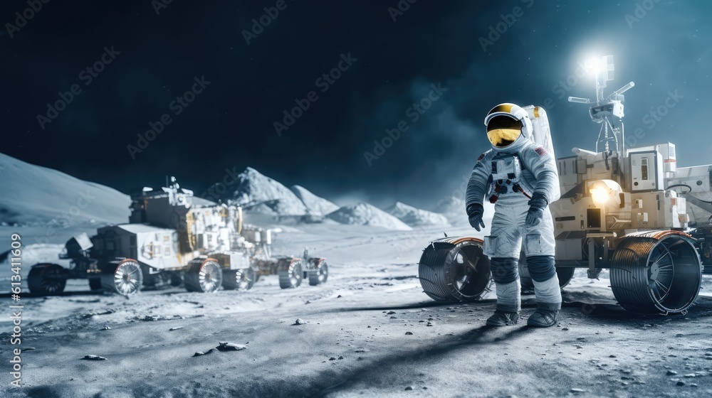 Canvas Prints astronauts on the surface of the moon
