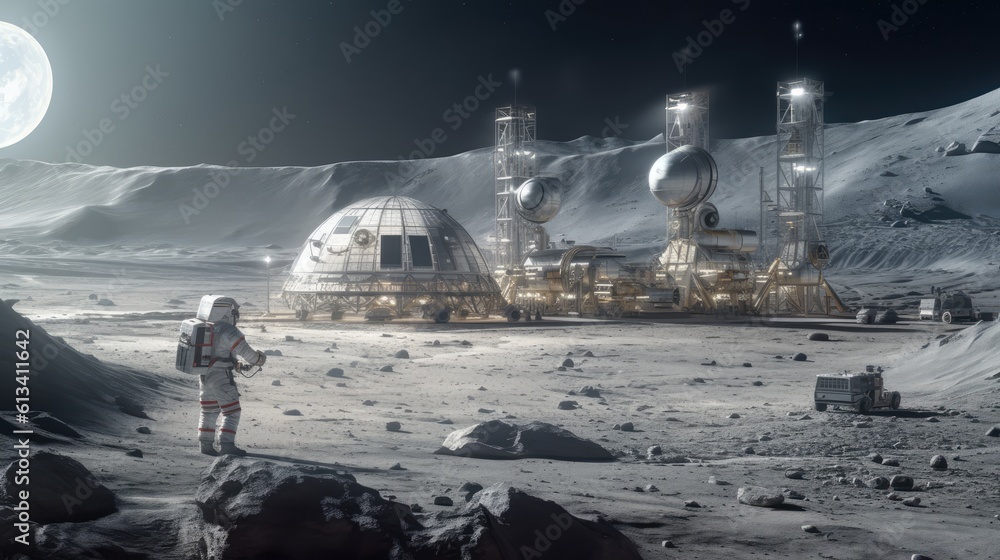 Wall mural astronauts on the surface of the moon