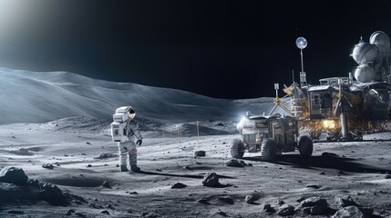 Astronauts on the surface of the moon 