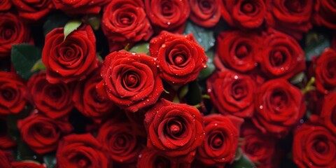 Naklejka premium Red roses wallpaper background