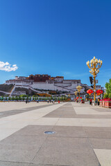 The View of Potala Palace and Plaza in Lhasa, Tibet, China 