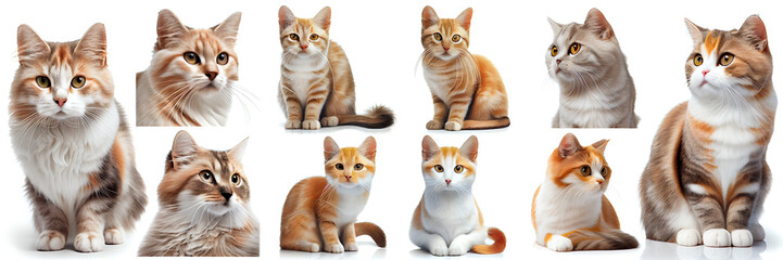 Fototapeta na wymiar Set of cute cats on white background