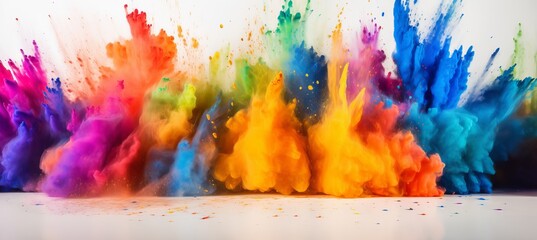 Abstract colors powder explosion background. Generative AI technology.