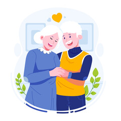 Celebrating grandparent's day flat illustration