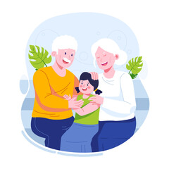 Celebrating grandparent's day flat illustration