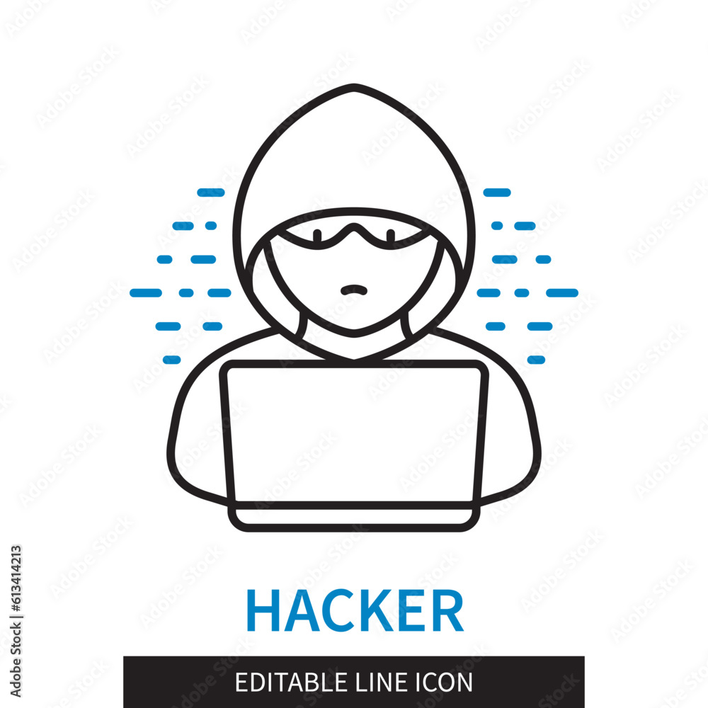 Poster hacker editable line icon