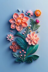 A detailed illustration of flowers quilled paper