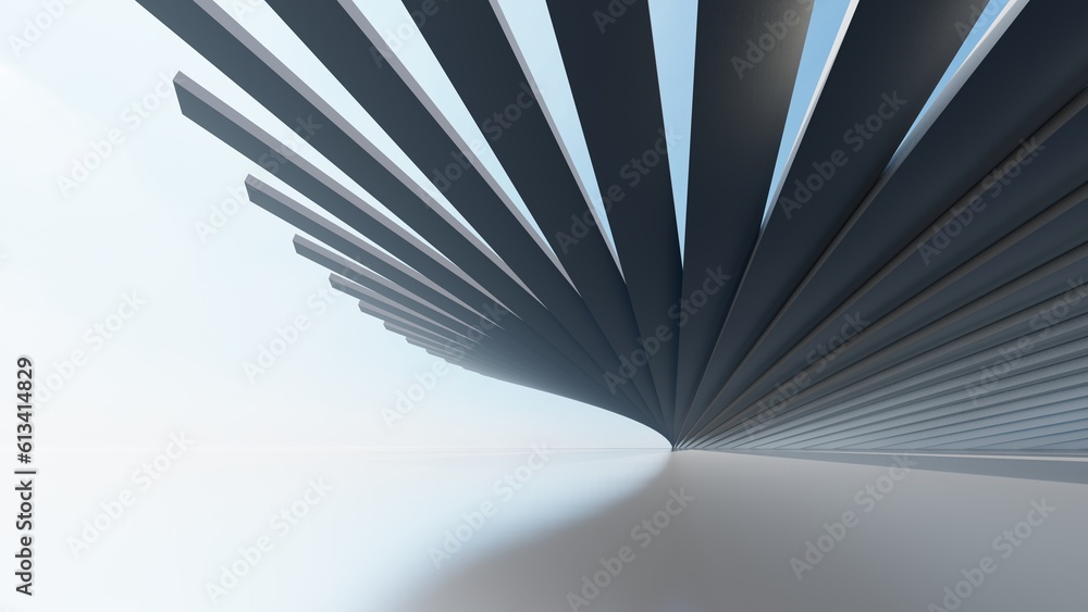 Poster 3d render abstract architecture background building geometric shape