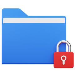 folder with padlock security 3d illustration