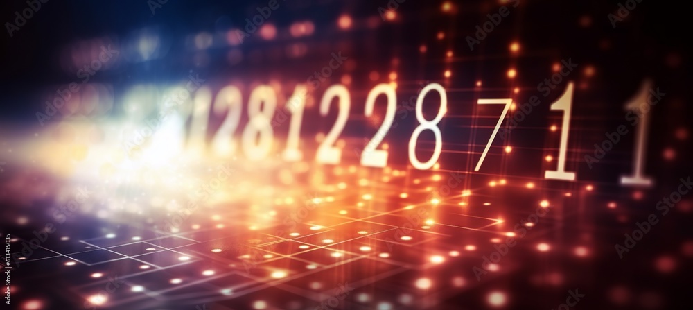 Aufkleber Glow data code system machine learning visualization technology background. Generative AI technology.