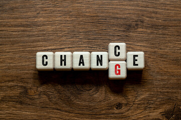 Chance change - word concept on building blocks, text