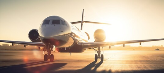 Modern private jet airplane. Generative AI technology. - obrazy, fototapety, plakaty