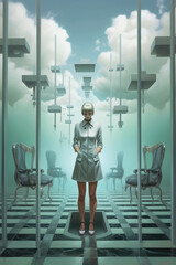 businesswoman in surreal world, Generative AI