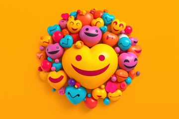 Fototapeta na wymiar Joyful Emoji Background, World Emoji Day and Happy Day. Generative Ai