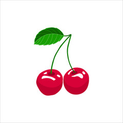 Vector cherry illustration. Isolated on a white background. Cartoon style icon