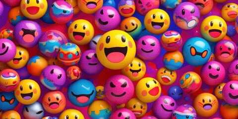 Joyful Emoji Background, World Emoji Day and Happy Day. Generative Ai
