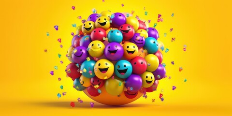 Joyful Emoji Background, World Emoji Day and Happy Day. Generative Ai