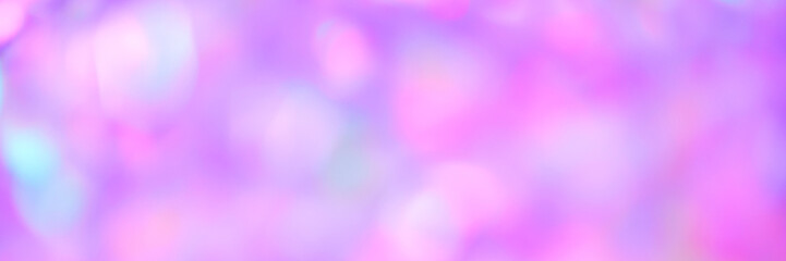 Banner blurred pastel neon pink golden holographic bokeh background texture. Abstract festive glittering Lo-fi retro design Smooth Blurred holographic iridescent colors. Festive glittering background.