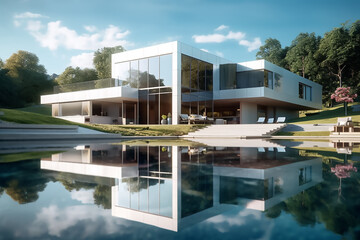 Elegant modern and futuristic white architecture