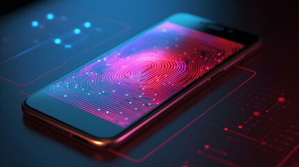 finger print on smart phone technology created with Generative AI
