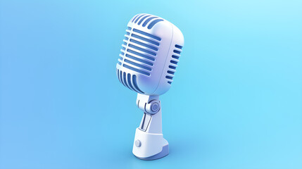Fototapeta na wymiar 3d microphone on blue background created with Generative AI
