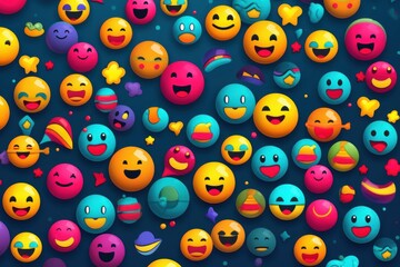 Obraz premium Joyful Emoji Background, World Emoji Day and Happy Day. Generative Ai