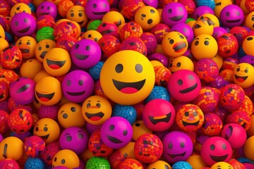 Fototapeta na wymiar Joyful Emoji Background, World Emoji Day and Happy Day. Generative Ai